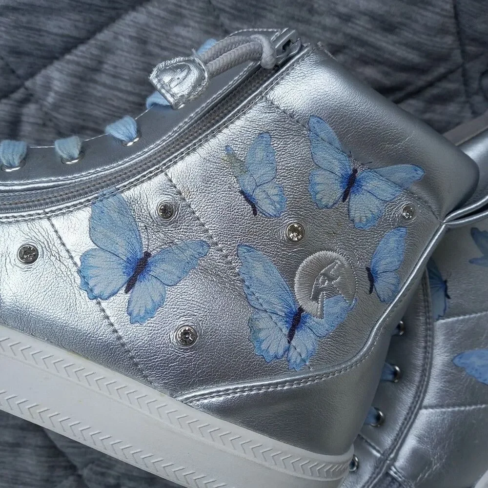 Billy Footwear Metallic Silver Butterfly Lace High Top Zip Adaptive Size 9 - Picture 10 of 11
